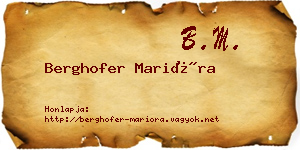 Berghofer Marióra névjegykártya